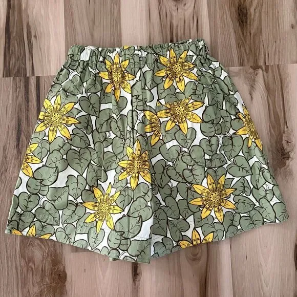 Uniqlo x J.W. Anderson Green Floral Paperbag Drawstring Cotton Shorts size XS - Picture 3 of 7